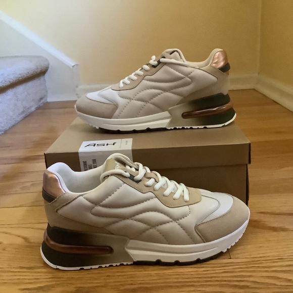 Ash Kacy Leather And Suede Sneakers Biscuit Off White SZ EU 40/ US 9.5 - Picture 1 of 16